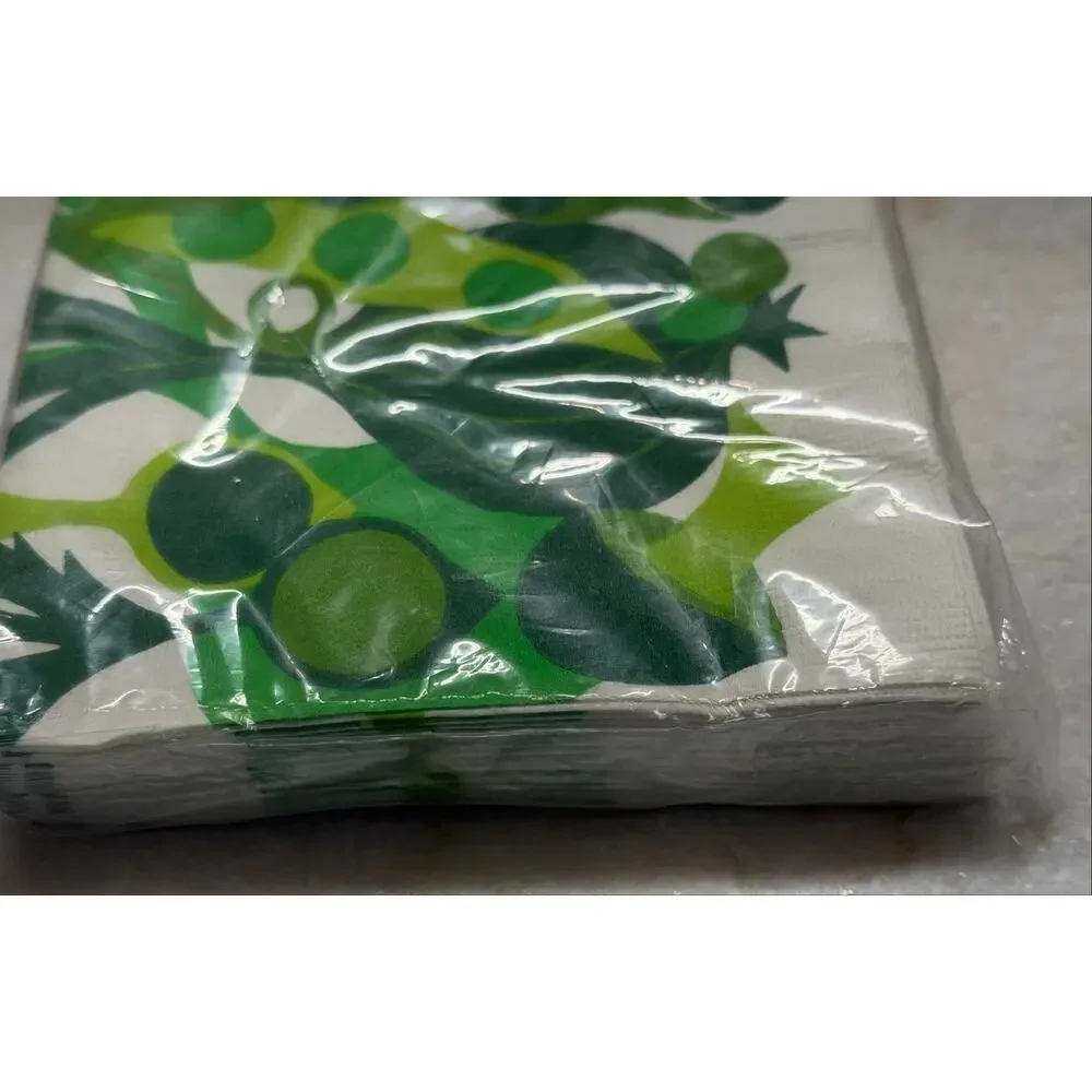 Vintage Party House Kalla Mod Green Paper Napkins NOS Mid Century Retro 20 Count